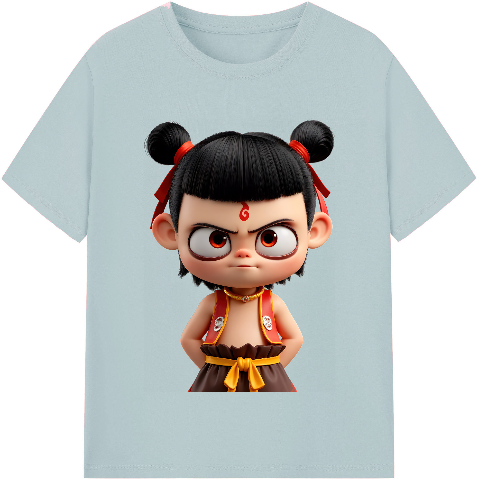 （画像用） Ne Zha 2 ナタ 魔童の大暴れ 綿100％半袖Tシャツ（フロントプリント）